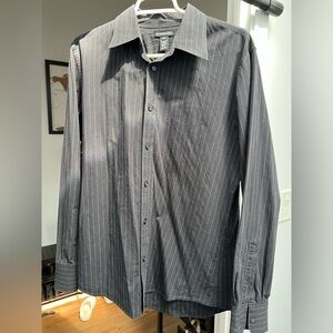 Club Monaco Black/Grey Striped Shirt (M)